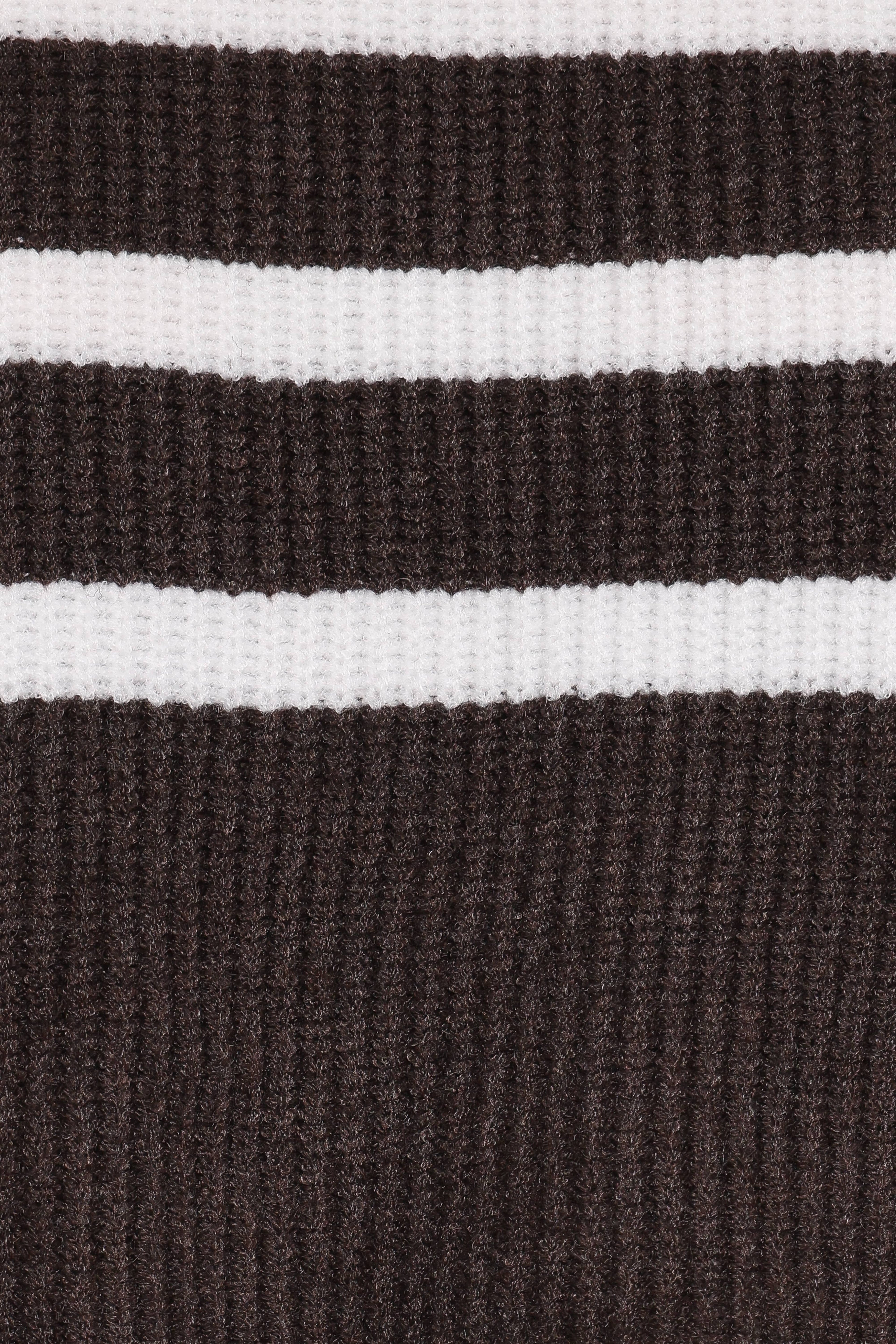 Sara Sweater Set Mini Skirt - Chocolate Cream Stripe