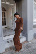 Selly Knitted Pant Set - Brown