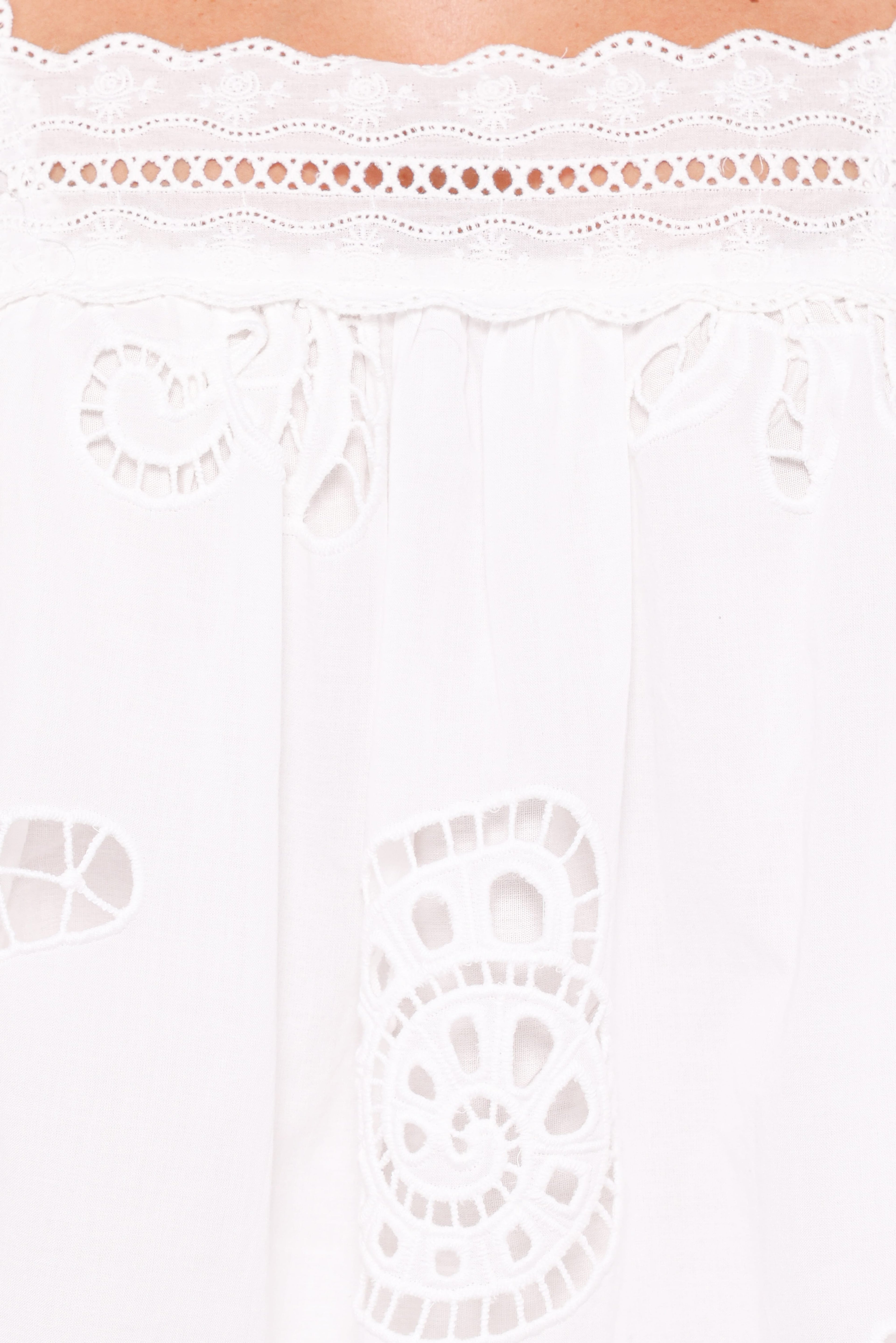 Aideen Eyelet Top - White Shell