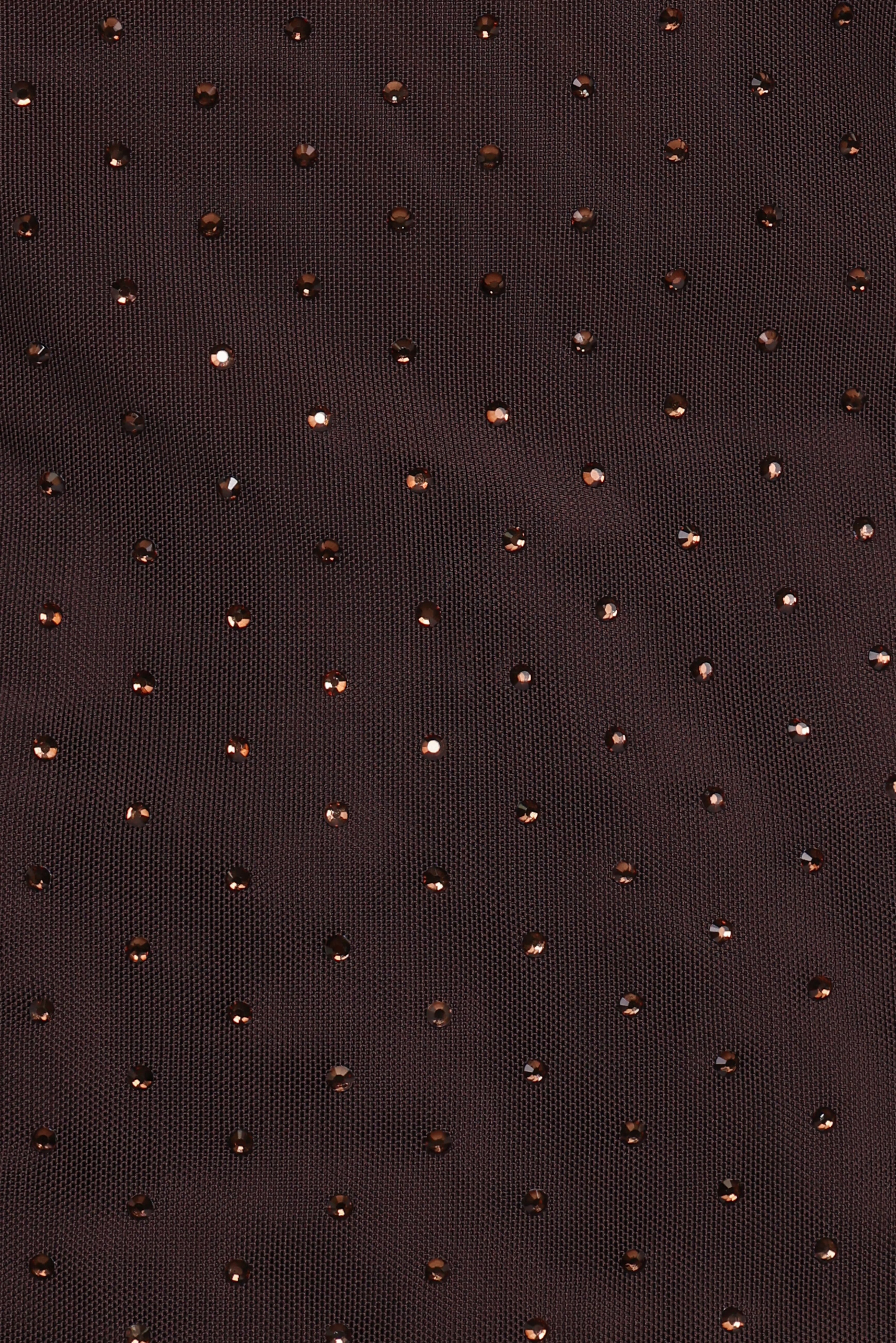 Alejandra Embellished Mesh Top - Dark Chocolate