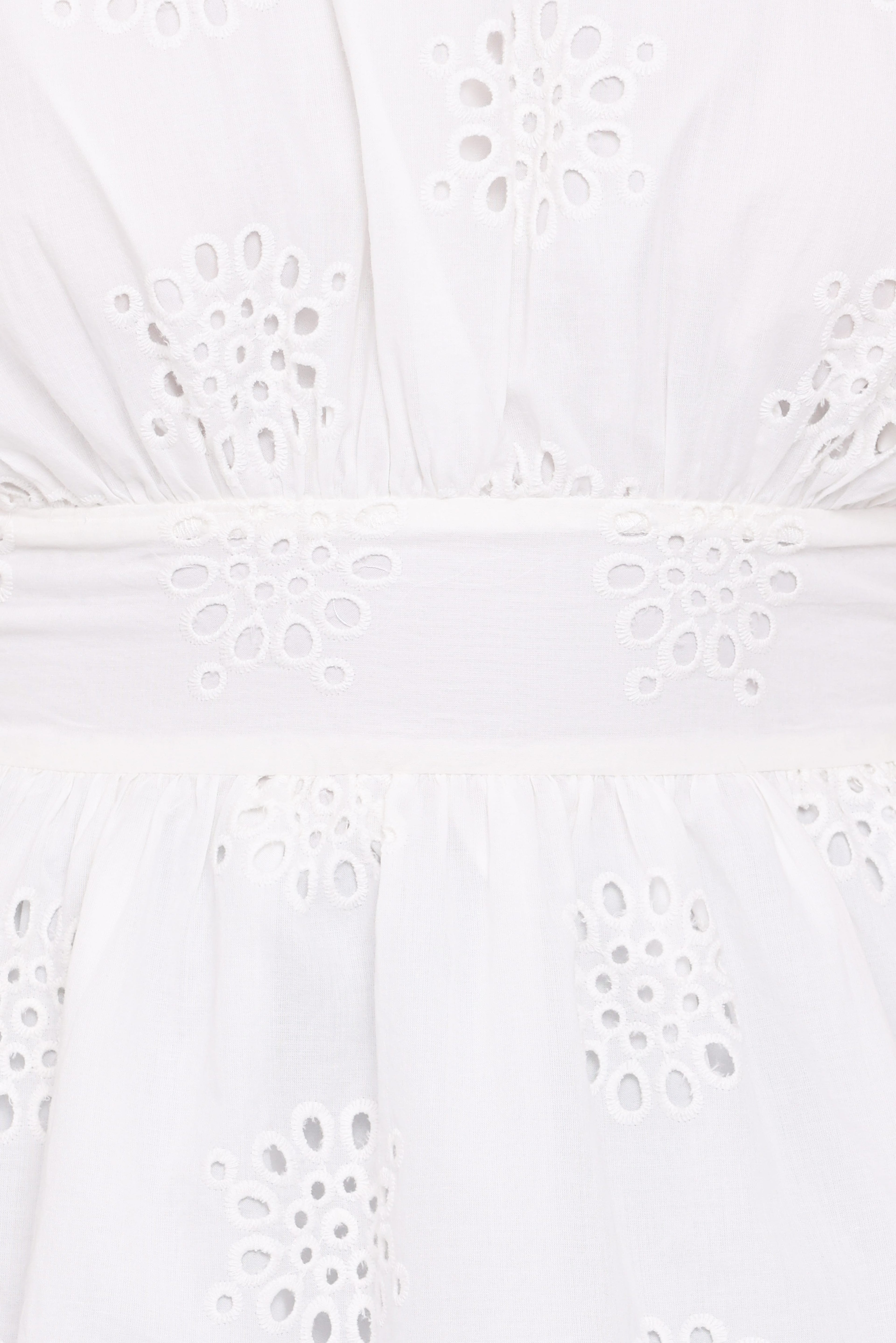Carmel Tie Back Tunic Top - White Embroidery