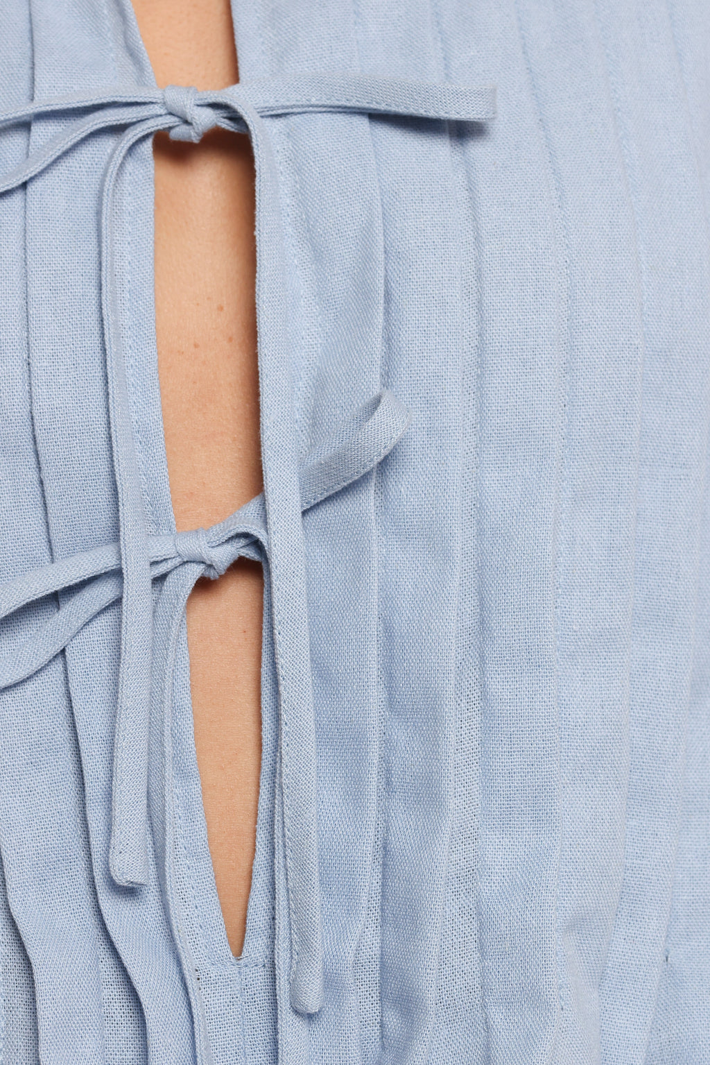 Delia Pleat Tie Top - Blue
