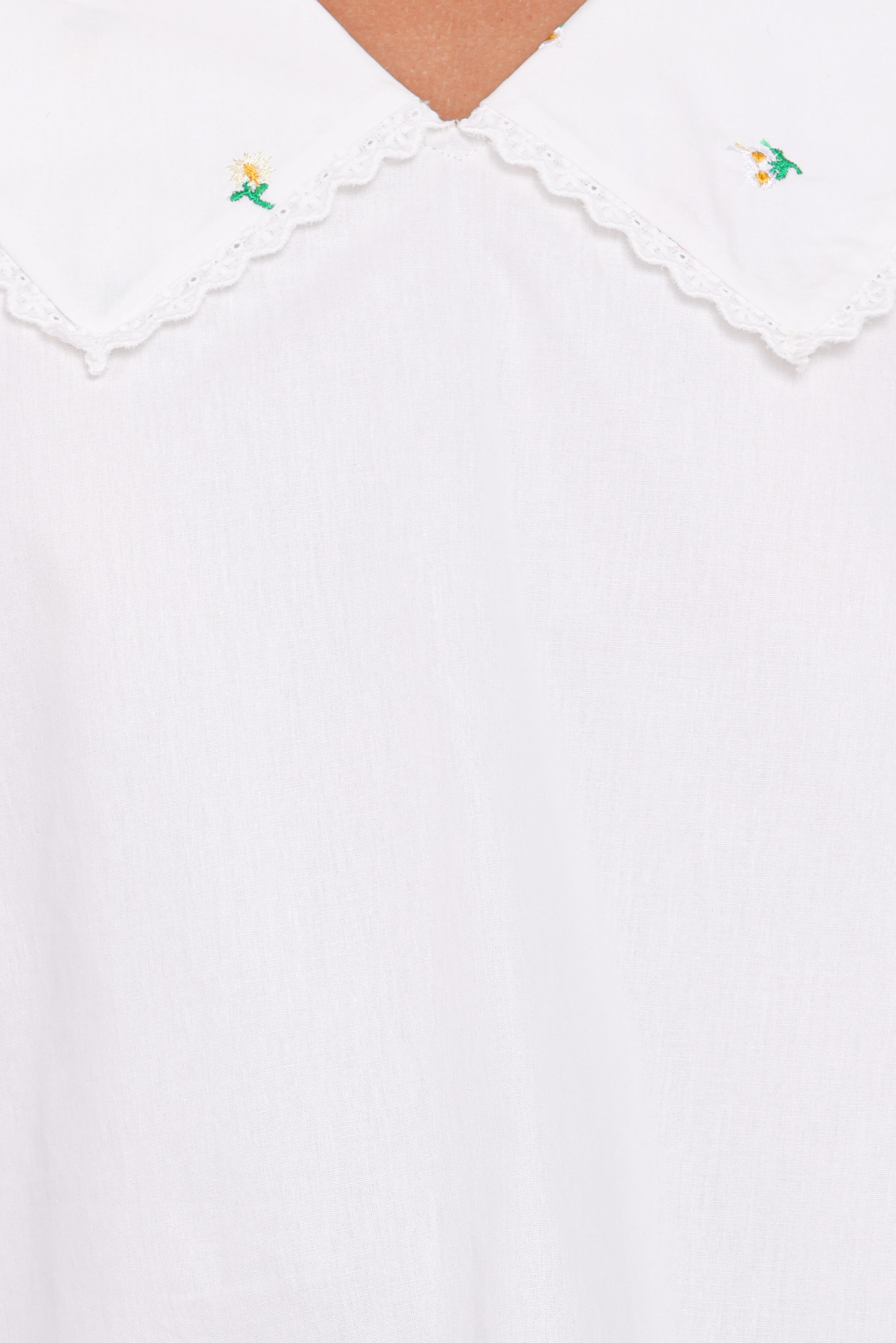 Kenna Embroidered Long Sleeve Top - White Floral
