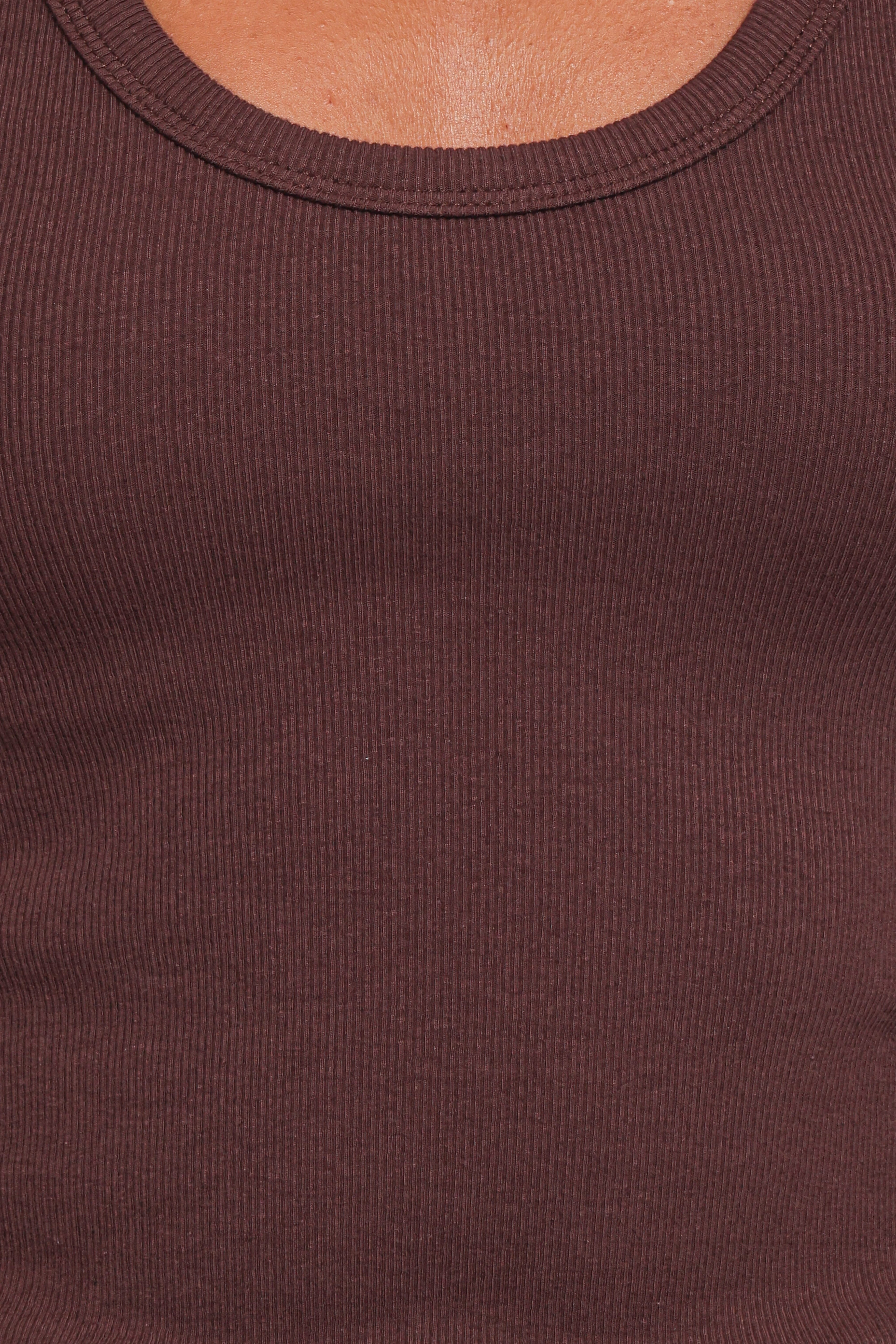 Miles Racerback Rib Knit Tank Top - Espresso