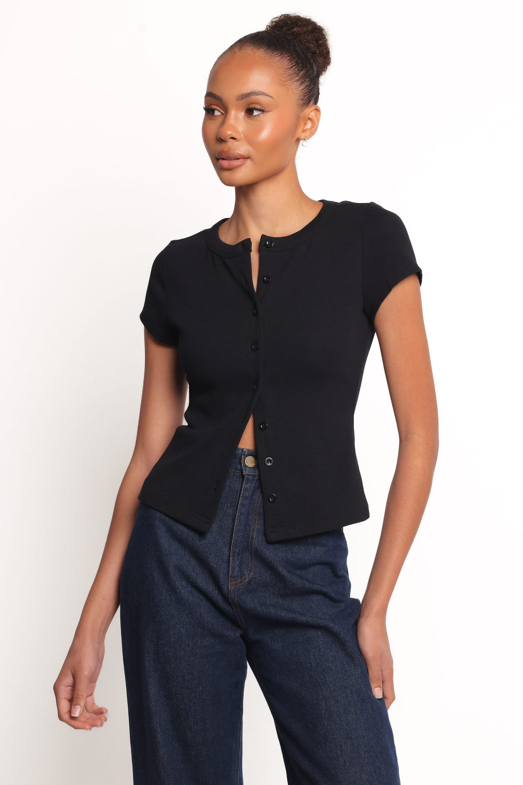 Tylarah Short Sleeve Cardigan Top - Black