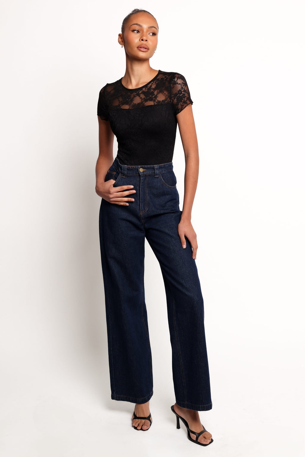 Ziva Lace Overlay Bodysuit - Black